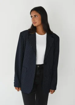 Vestes L Manteaux | Blazers^Outfitbook Blazer droit rayures BLEU
