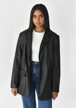 Vestes L Manteaux | Blazers^Outfitbook Blazer oversize simili cuir NOIR