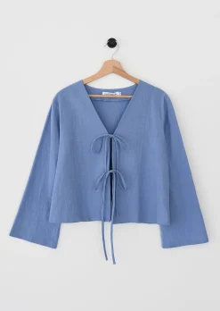 Chemises L Blouses | Hauts^Outfitbook Blouse à nouer BLEU