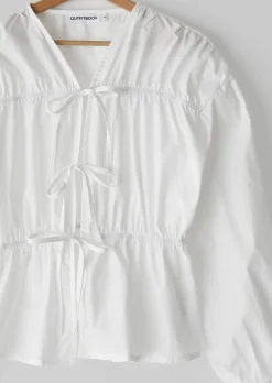 Chemises L Blouses | Hauts^Outfitbook Blouse en popeline coton nœuds BLANC