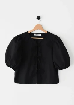 Chemises L Blouses | Hauts^Outfitbook Blouse manches bouffantes à nouer NOIR