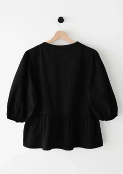 Chemises L Blouses | Hauts^Outfitbook Blouse manches bouffantes avec noeuds NOIR