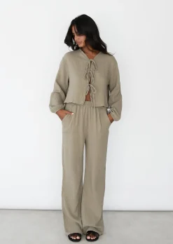 Chemises L Blouses | Hauts^Outfitbook Blouse texturée à nouer TAUPE
