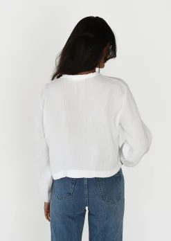 Chemises L Blouses | Hauts^Outfitbook Blouse texturée à nouer BLANC