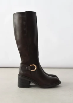 Bottes^Outfitbook Bottes hautes à boucle marron