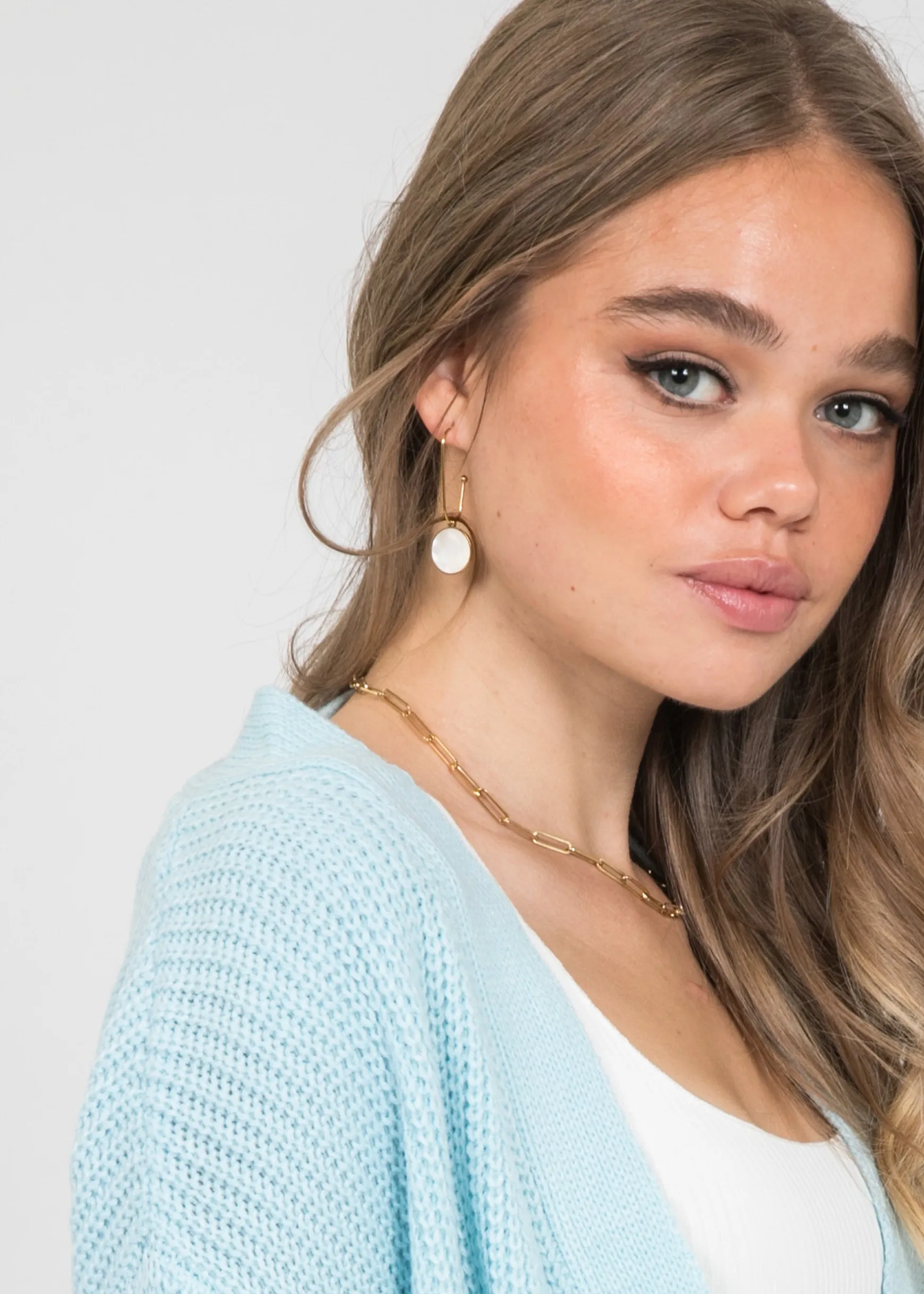 Bijoux^Outfitbook Boucles d'oreilles avec pendentif nacré doreilles