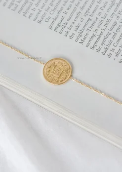 Bijoux^Outfitbook Bracelet doré avec pendentif pièce dore
