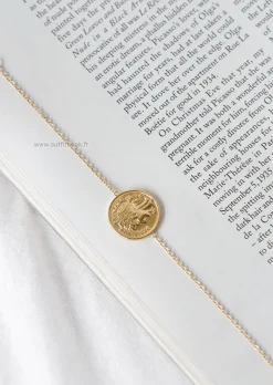 Bijoux^Outfitbook Bracelet doré avec pendentif pièce dore