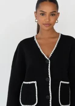 Pulls L Cardigans^Outfitbook Cardigan à surpiqûres NOIR