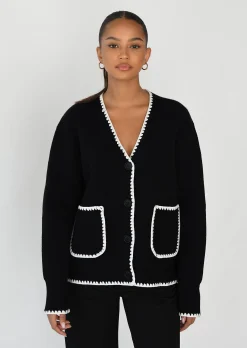 Pulls L Cardigans^Outfitbook Cardigan à surpiqûres NOIR
