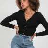 Pulls L Cardigans^Outfitbook Cardigan boutonné à ourlet volanté NOIR