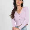 Pulls L Cardigans | Hauts^Outfitbook Cardigan boutonné à ourlet volanté LILAS