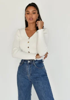 Pulls L Cardigans^Outfitbook Cardigan boutonné à ourlet volanté BLANC