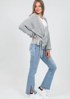 Pulls L Cardigans^Outfitbook Cardigan cache-cœur noué sur le devant gris