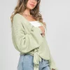 Pulls L Cardigans^Outfitbook Cardigan cache-cœur noué sur le devant clair vert