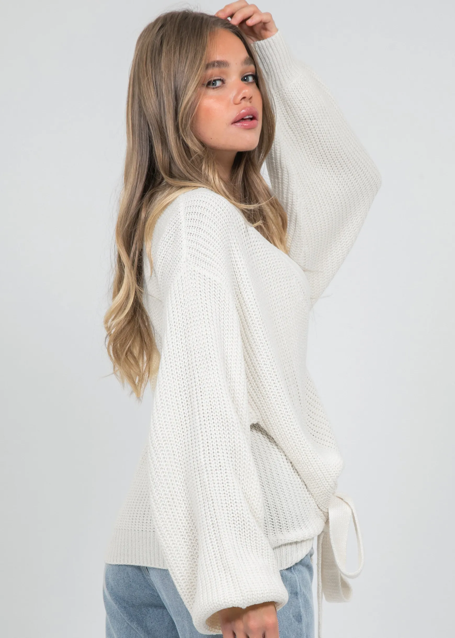 Pulls L Cardigans^Outfitbook Cardigan cache-cœur noué sur le devant blanc