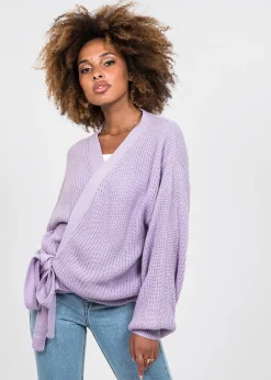 Pulls L Cardigans^Outfitbook Cardigan cache-cœur noué sur le devant violet