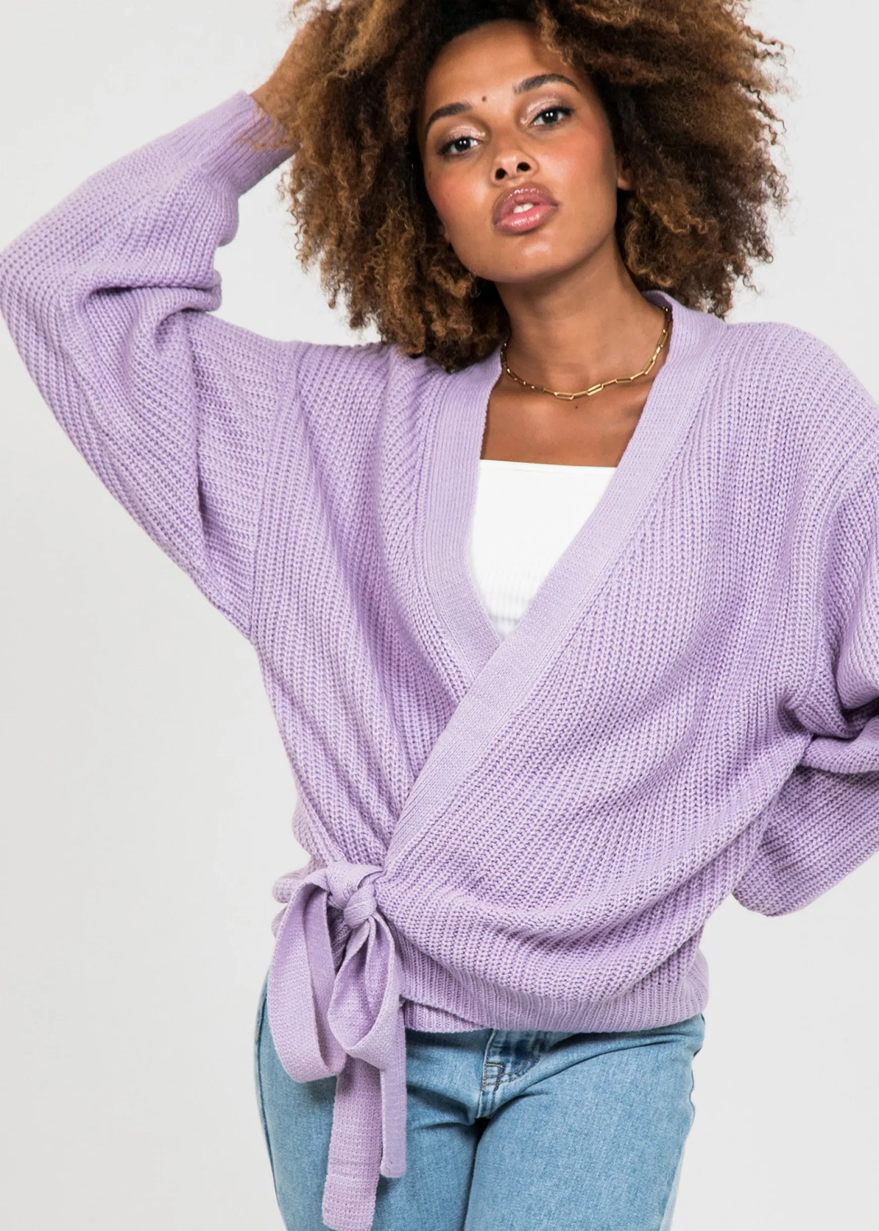 Pulls L Cardigans^Outfitbook Cardigan cache-cœur noué sur le devant violet