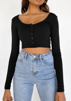 Pulls L Cardigans^Outfitbook Cardigan court boutonné NOIR