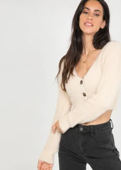Pulls L Cardigans^Outfitbook Cardigan court duveteux BEIGE