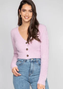 Pulls L Cardigans^Outfitbook Cardigan court duveteux LILAS