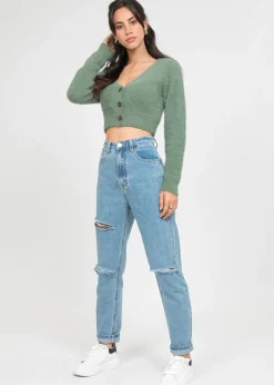 Pulls L Cardigans^Outfitbook Cardigan court duveteux VERT