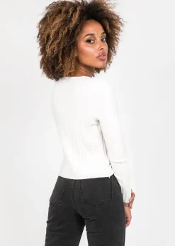 Pulls L Cardigans^Outfitbook Cardigan côtelé avec boutons perles blanc
