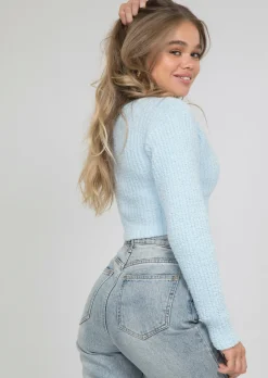 Pulls L Cardigans^Outfitbook Cardigan côtelé pelucheux BLEU