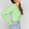 Pulls L Cardigans^Outfitbook Cardigan côtelé pelucheux vert cotele