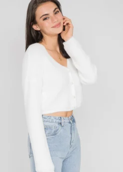 Pulls L Cardigans^Outfitbook Cardigan duveteux avec boutons perles BLANC