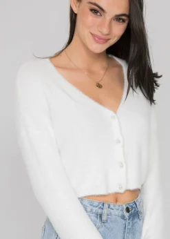 Pulls L Cardigans^Outfitbook Cardigan duveteux avec boutons perles BLANC