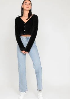Pulls L Cardigans^Outfitbook Cardigan duveteux avec boutons perles NOIR