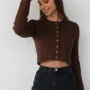 Pulls L Cardigans^Outfitbook Cardigan en maille torsadée MARRON