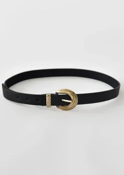 Ceintures^Outfitbook Ceinture boucle torsadée dorée NOIR
