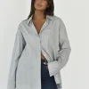 Chemises L Blouses | Hauts^Outfitbook Chemise à rayures oversize GRIS