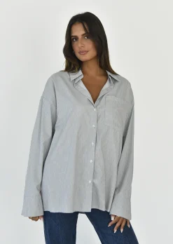 Chemises L Blouses | Hauts^Outfitbook Chemise à rayures oversize GRIS