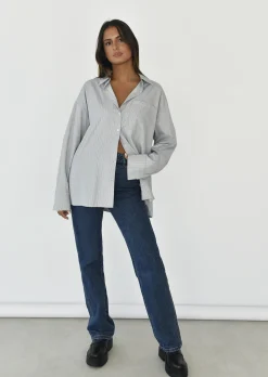 Chemises L Blouses | Hauts^Outfitbook Chemise à rayures oversize GRIS