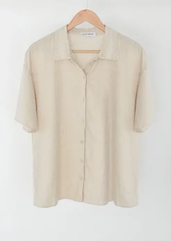 Chemises L Blouses | Hauts^Outfitbook Chemise en lin à manches courtes BEIGE
