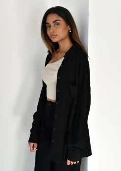 Chemises L Blouses | Hauts^Outfitbook Chemise en lin oversize NOIR