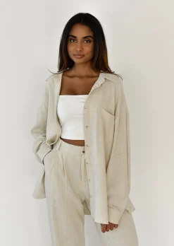 Chemises L Blouses | Hauts^Outfitbook Chemise en lin oversize BEIGE