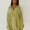 Chemises L Blouses | Hauts^Outfitbook Chemise en lin oversize VERT