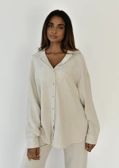 Chemises L Blouses | Hauts^Outfitbook Chemise en lin oversize BEIGE