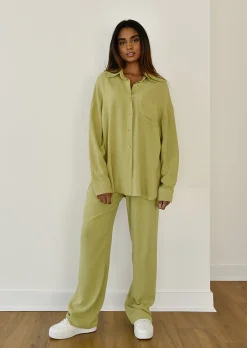 Chemises L Blouses | Hauts^Outfitbook Chemise en lin oversize VERT