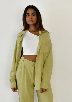 Chemises L Blouses | Hauts^Outfitbook Chemise en lin oversize VERT