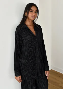 Chemises L Blouses | Hauts^Outfitbook Chemise en satin plissée NOIR
