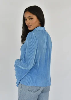 Hauts | Chemises L Blouses^Outfitbook Chemise en satin plissée BLEU