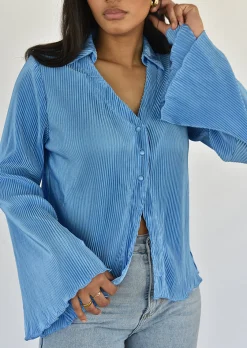 Hauts | Chemises L Blouses^Outfitbook Chemise en satin plissée BLEU