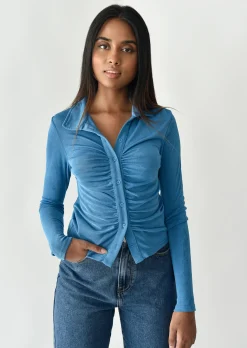 Chemises L Blouses | Hauts^Outfitbook Chemise fluide froncée BLEU
