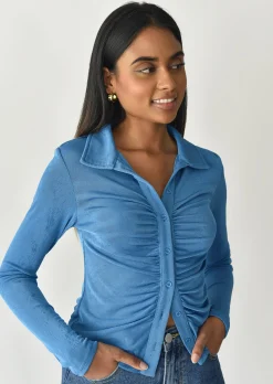 Chemises L Blouses | Hauts^Outfitbook Chemise fluide froncée BLEU