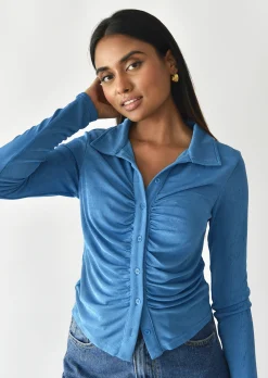 Chemises L Blouses | Hauts^Outfitbook Chemise fluide froncée BLEU